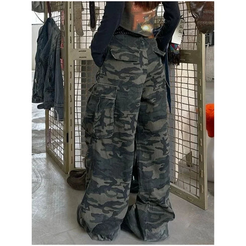 Military Green High Waist Baggy Jeans